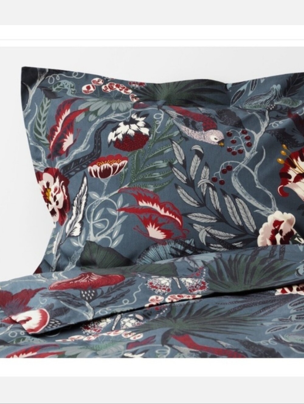 IKEA Filodendron Duvet Cover Floral Birds Butterflies Botanical F/Q